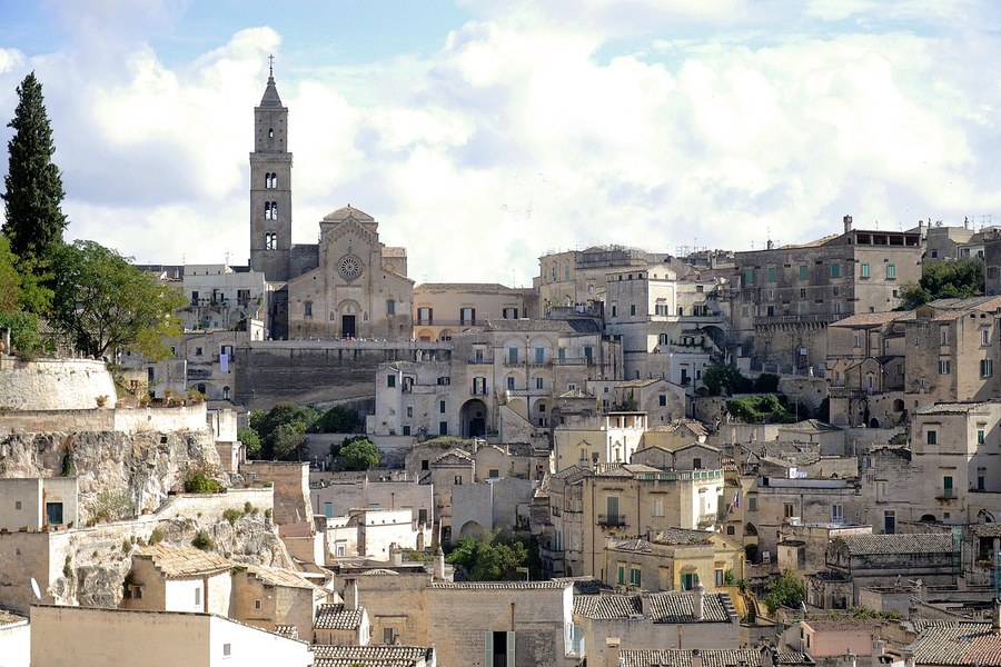 Matera Cathedral with tall bell tower
